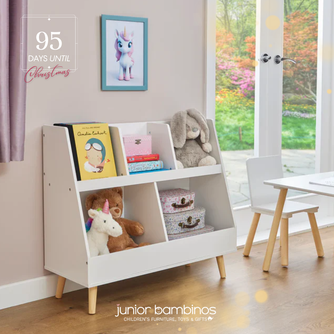 95 Days till Christmas - White Sloping Bookcase