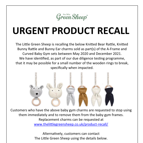 Little Green Sheep Baby Gym Product Recall