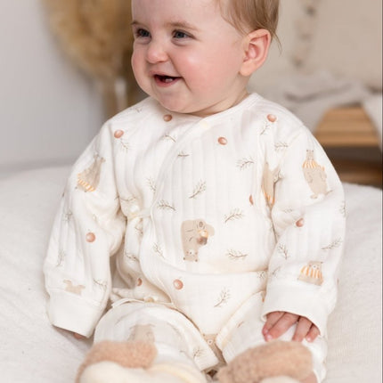 The Woodland Bear Boucle Wrap Baby Grow Romper