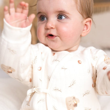 The Woodland Bear Boucle Wrap Baby Grow Romper