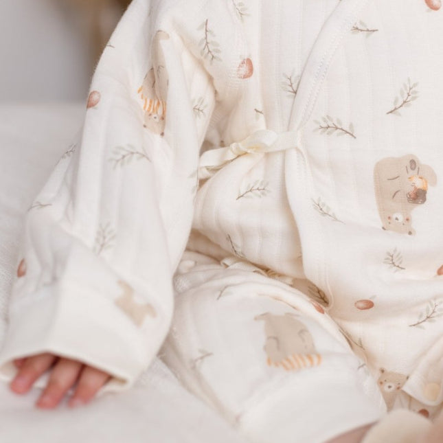 The Woodland Bear Boucle Wrap Baby Grow Romper