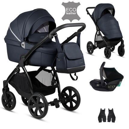 Noordi Fjordi V1 Leather 3-in-1 Travel System – Eco-Leather Pram with ThermoCot™ & i-Size Car Seat