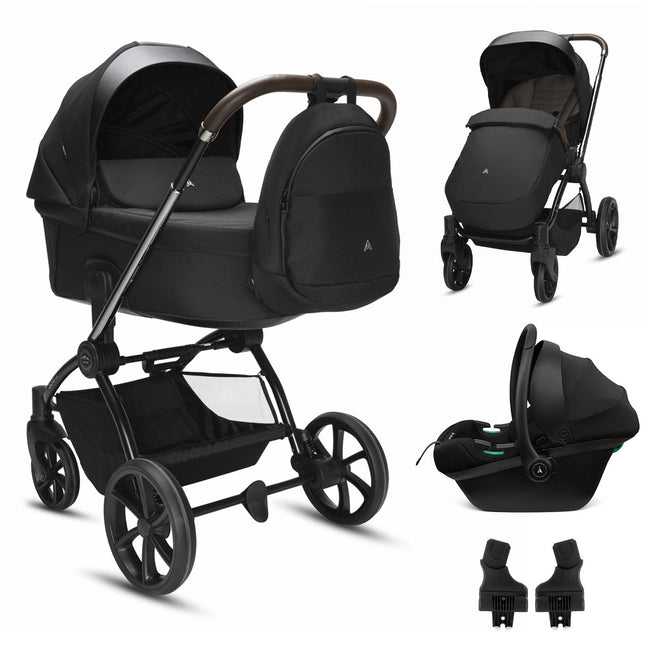 Noordi Sole V3 - 3in1 Travel System with ThermoCot Carrycot + Terra i-Size Car Seat, Slate Black