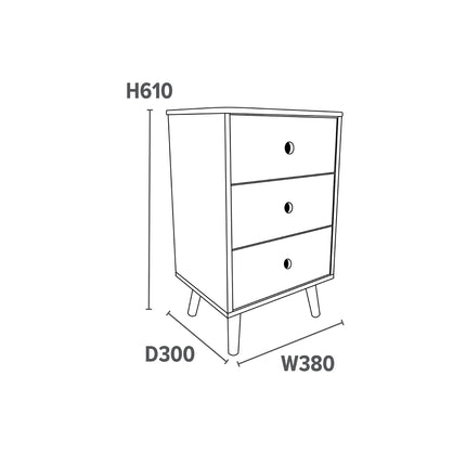 3 Drawer Bedside Cabinet