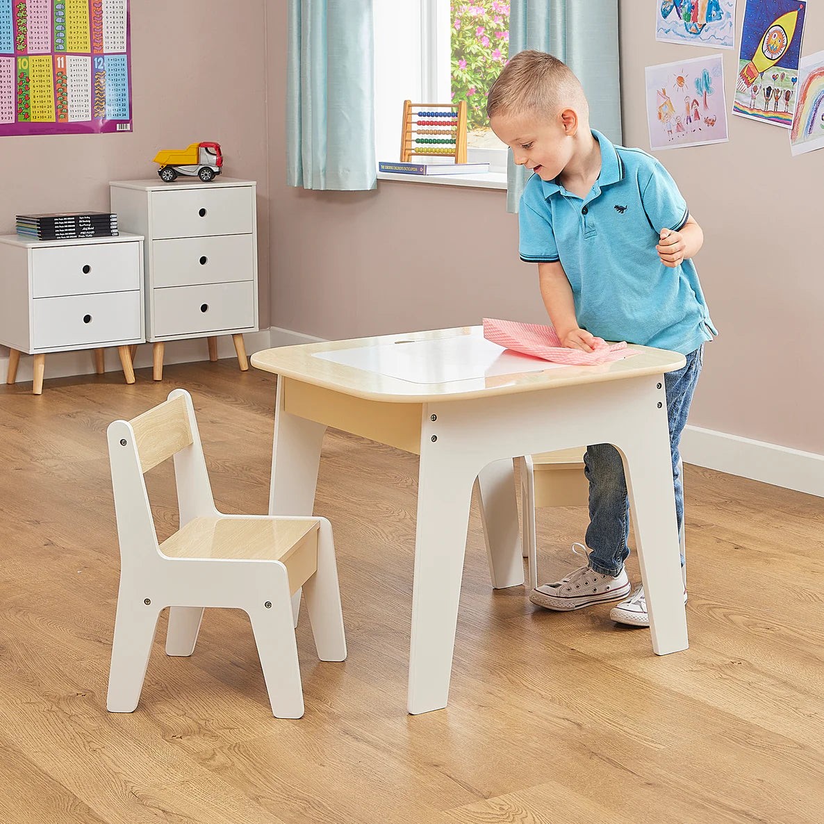 3-in-1 Storage Table and 2 Chairs Set