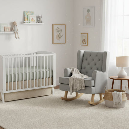 Johnston's Soothe Easy Deluxe Nursery Chair & Rocker – 2-in-1 Nursing & Feeding Chair, Grey