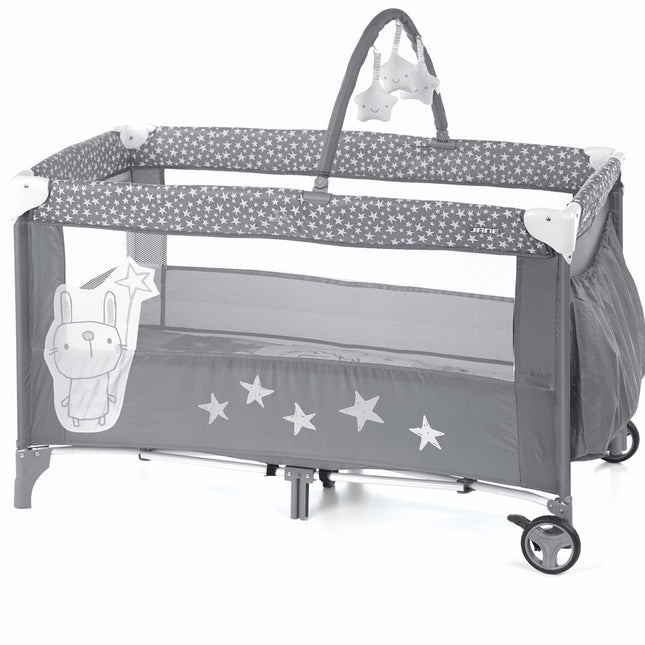 Jane Duo Level Toys Travel Cot – Two-Tier Design with Activity Arch, Stars