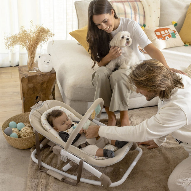 Jane Fold Hammock Baby Rocker with Toy Arch & Reversible Newborn Cushion, Star