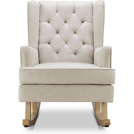 Johnston's Soothe Easy Deluxe Nursery Chair & Rocker – 2-in-1 Nursing & Feeding Chair, Natural Beige