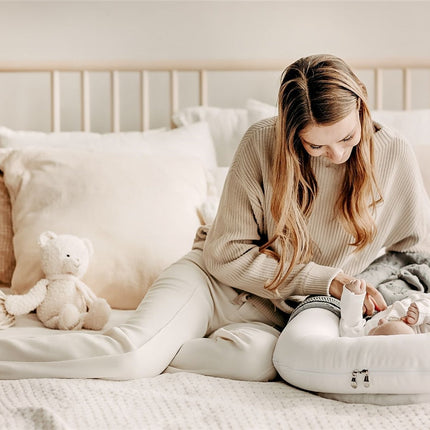 Noordi 2in1 Deluxe Baby Nest & Maternity Pillow with Silver-Ion Cotton, White