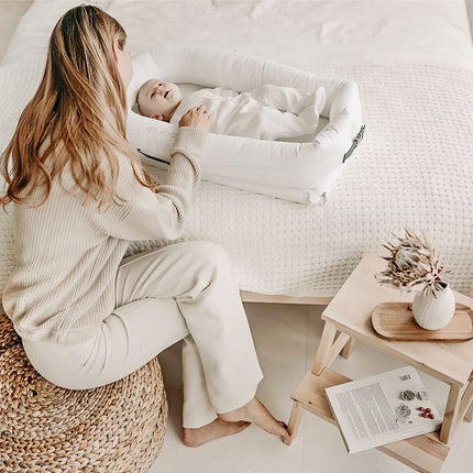 Noordi 2in1 Deluxe Baby Nest & Maternity Pillow with Silver-Ion Cotton, White