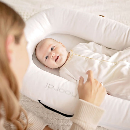 Noordi 2in1 Deluxe Baby Nest & Maternity Pillow with Silver-Ion Cotton, White