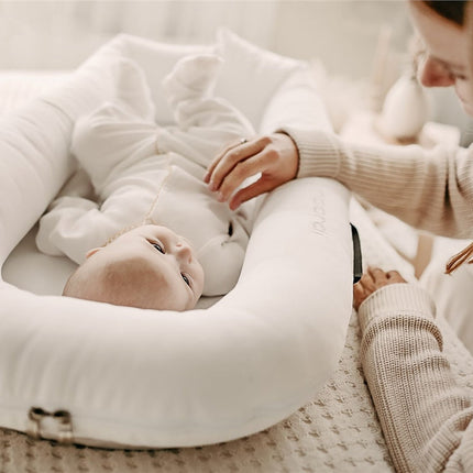 Noordi 2in1 Deluxe Baby Nest & Maternity Pillow with Silver-Ion Cotton, White