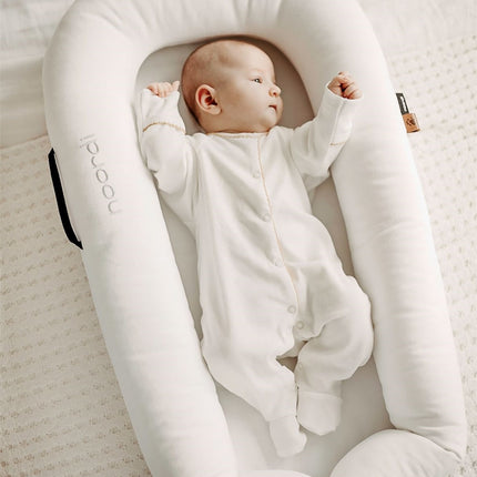 Noordi 2in1 Deluxe Baby Nest & Maternity Pillow with Silver-Ion Cotton, White