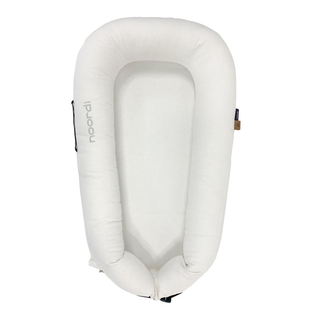 Noordi 2in1 Deluxe Baby Nest & Maternity Pillow with Silver-Ion Cotton, White