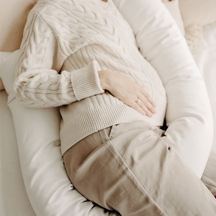 Noordi 2in1 Deluxe Baby Nest & Maternity Pillow with Silver-Ion Cotton, White