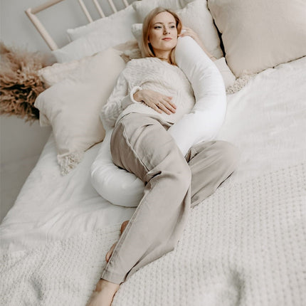 Noordi 2in1 Deluxe Baby Nest & Maternity Pillow with Silver-Ion Cotton, White