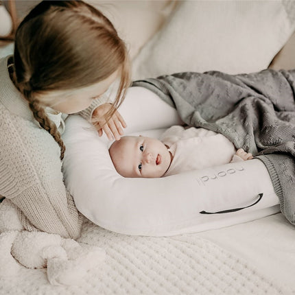 Noordi 2in1 Deluxe Baby Nest & Maternity Pillow with Silver-Ion Cotton, White