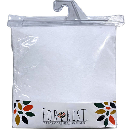 Forrest Cotton Fitted Sheets – Pack of 2, 140 x 70 cm Cot Bed Size, White