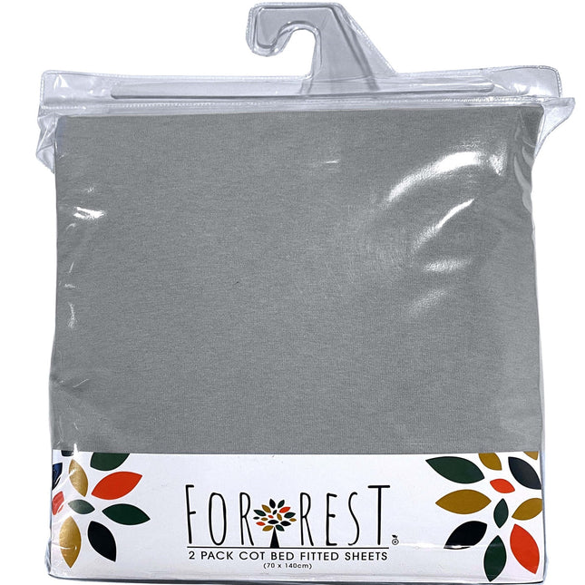 Forrest Cotton Fitted Sheets – Pack of 2, 140 x 70 cm Cot Bed Size, Grey
