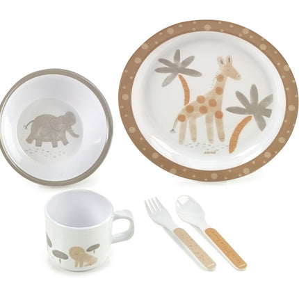 Jane 5-Piece Melamine Baby Crockery Set, Wild Animal