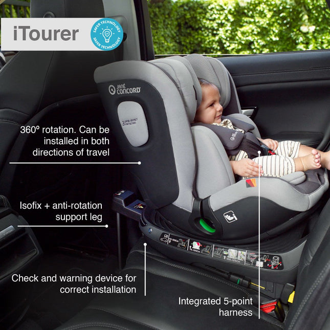 Jane iTourer 360° Swivel i-Size Car Seat, 40-125cm, 0-7 Years