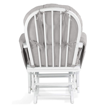 Johnston's Brompton Deluxe Baby Nursing Glider & Footstool – Suedette Comfort with Smooth Glide, White / Grey