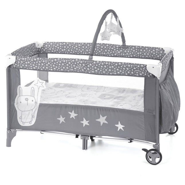 Jane Duo Level Toys Travel Cot – Two-Tier Design with Activity Arch, Stars