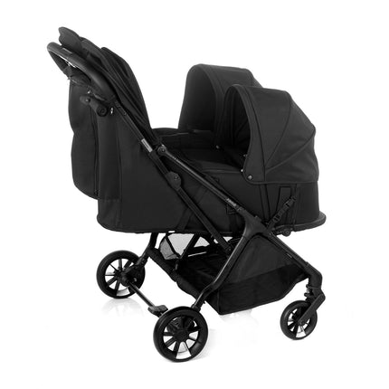 Twinside Twin Stroller + 2 Smart Carrycot, Coal