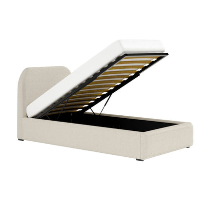 Alba Single Ottoman Bed Cream Boucle