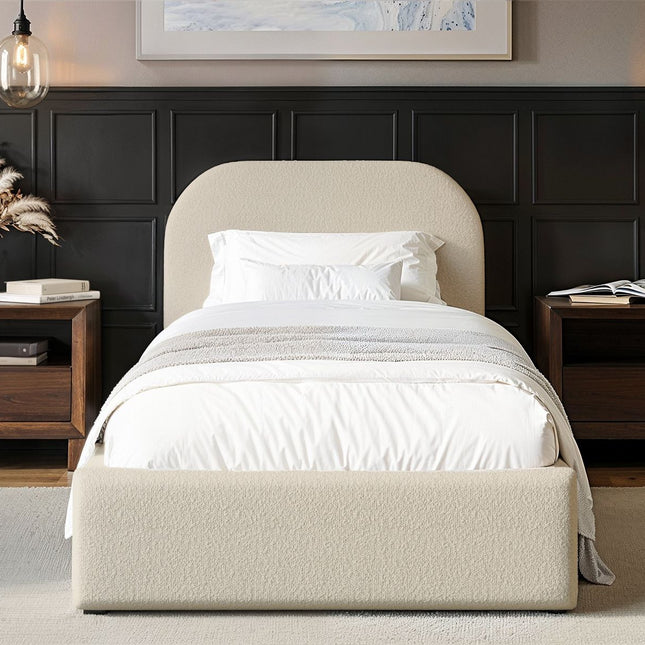 Alba Single Ottoman Bed Cream Boucle
