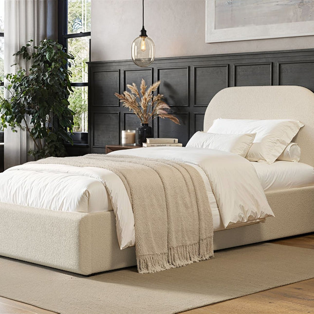 Alba Single Ottoman Bed Cream Boucle