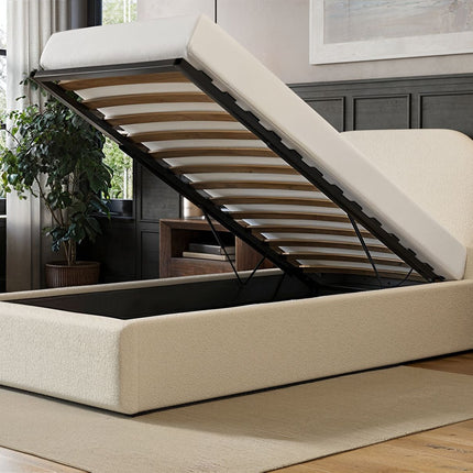 Alba Single Ottoman Bed Cream Boucle