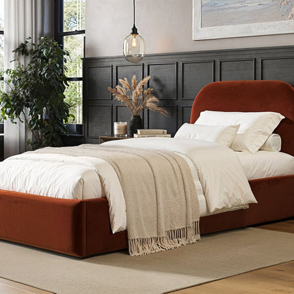 Alba Single Ottoman Bed - Orange Velvet