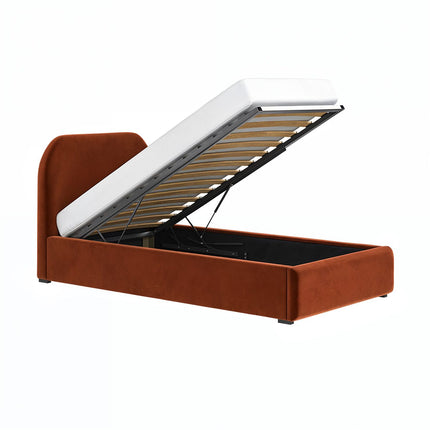 Alba Single Ottoman Bed - Orange Velvet