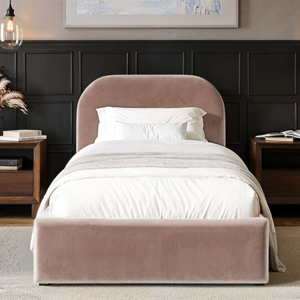 Alba Single Ottoman Bed - Pink Velvet