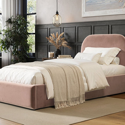 Alba Single Ottoman Bed - Pink Velvet