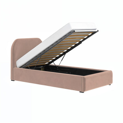 Alba Single Ottoman Bed - Pink Velvet