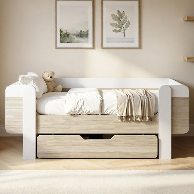 Alfie Wooden Toddler Bed White & Oak