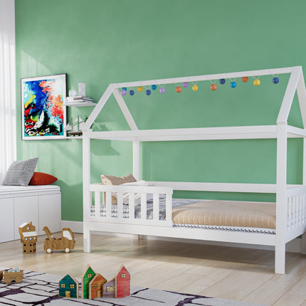 Alisa Solid Wood House Bed White