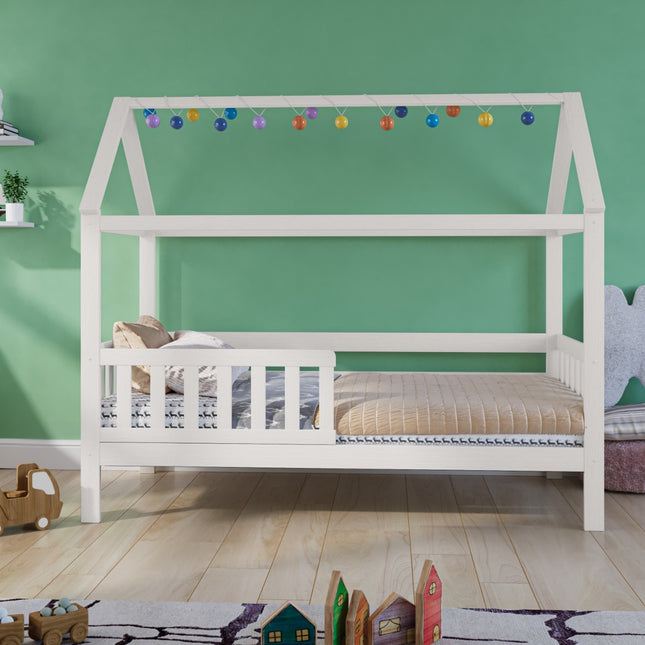Alisa Solid Wood House Bed White