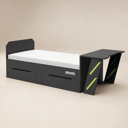 Alister Gaming Single Bed with Desk Charcoal & Green