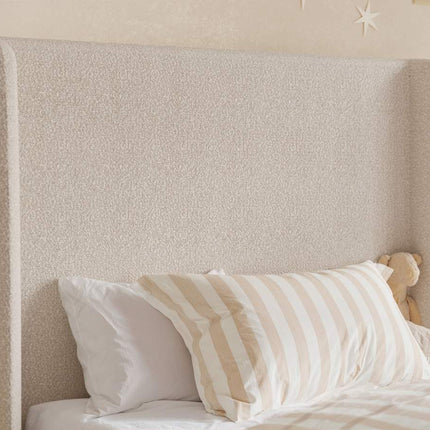 Alma Single Winged Headboard Bed Beige Boucle
