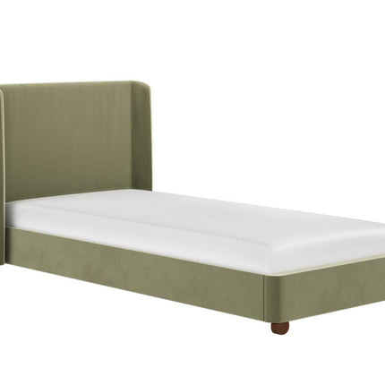 Alma Single Winged Headboard Bed Olive Green Velvet