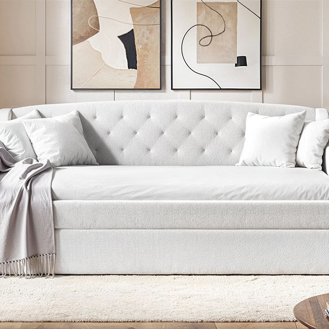 Aurora Cream Boucle Daybed with Trundle