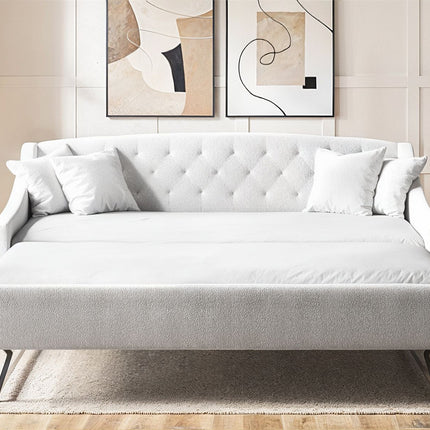 Aurora Cream Boucle Daybed with Trundle