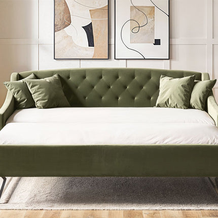 Aurora Daybed with Trundle Khaki Green Velvet