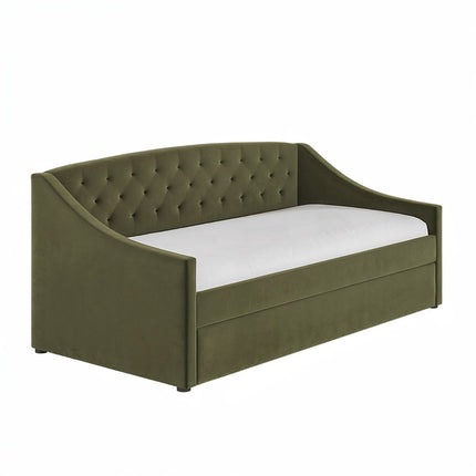 Aurora Daybed with Trundle Khaki Green Velvet