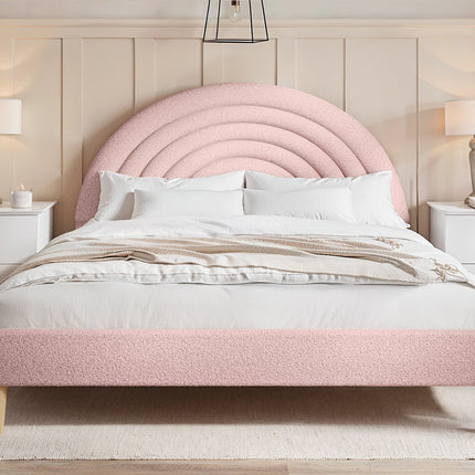Ava Pink Boucle Double Bed