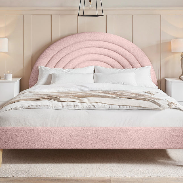 Ava Pink Boucle Double Bed